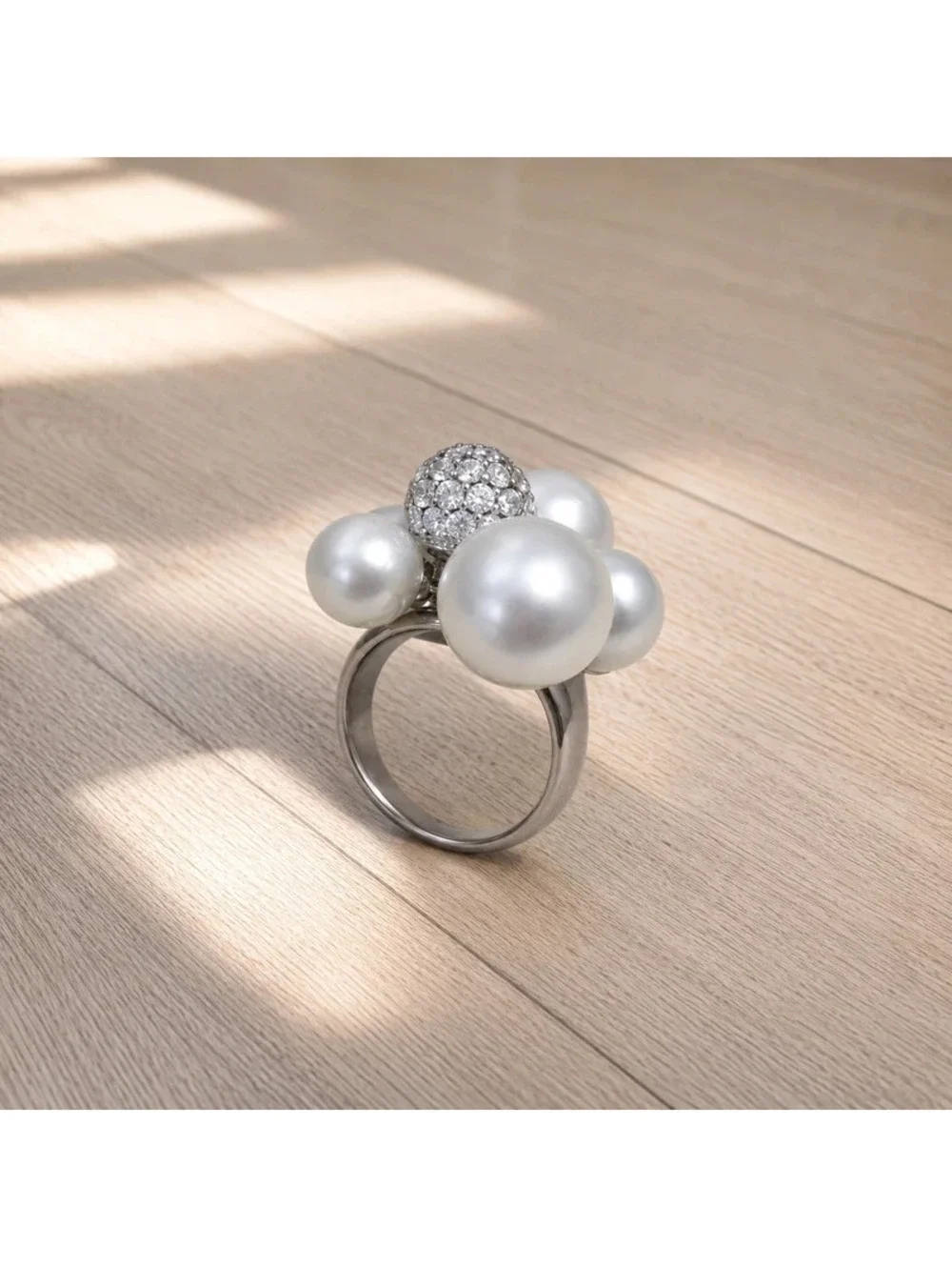 Belle Etoile Indulgence Pearl CZ Ring 925 Sterling Silver Size 7.5